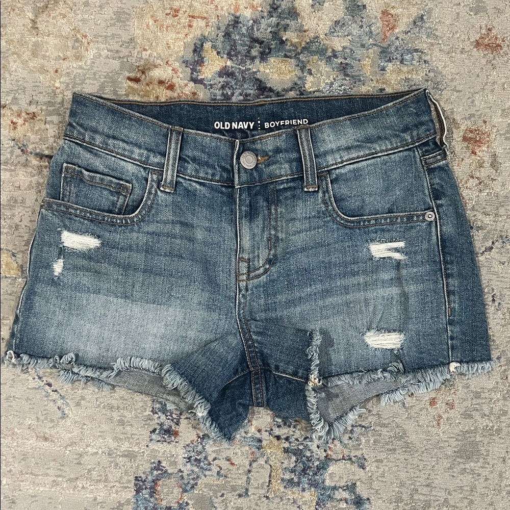 NWOT Old Navy Women's Distressed Boyfriend Jean Shorts Distressed Hem Size 0